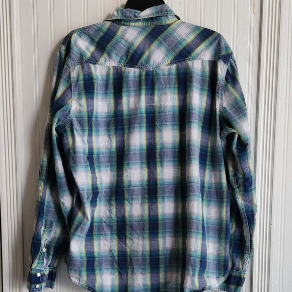 AMERICAN EAGLE Men's Plaid Long Sleeve Snap Front Shirt - Large - Picture 3 of 5